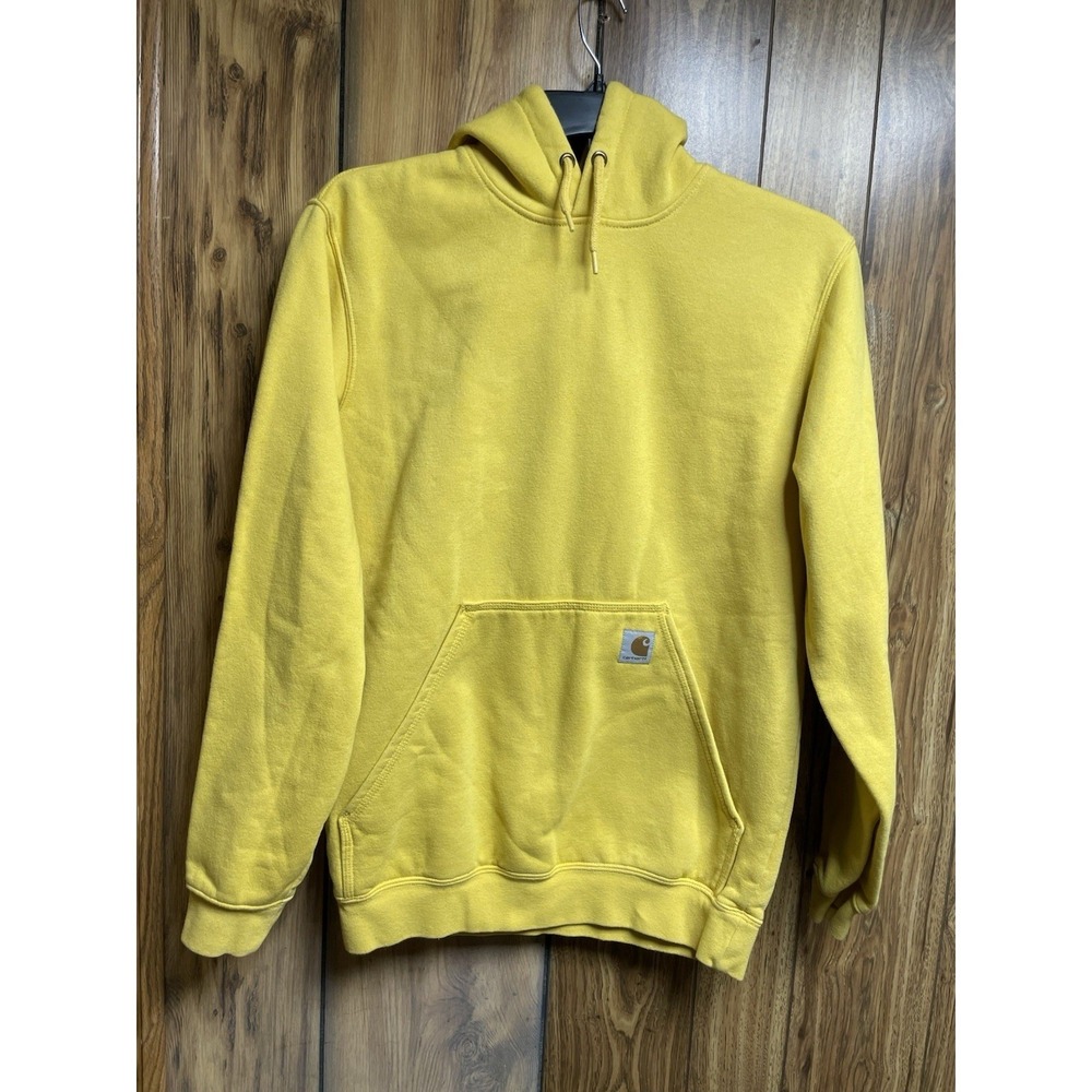 Carhartt Hoodie Sweatshirt Women Men Size Small Yellow Loose Fit Pullover Hoodie